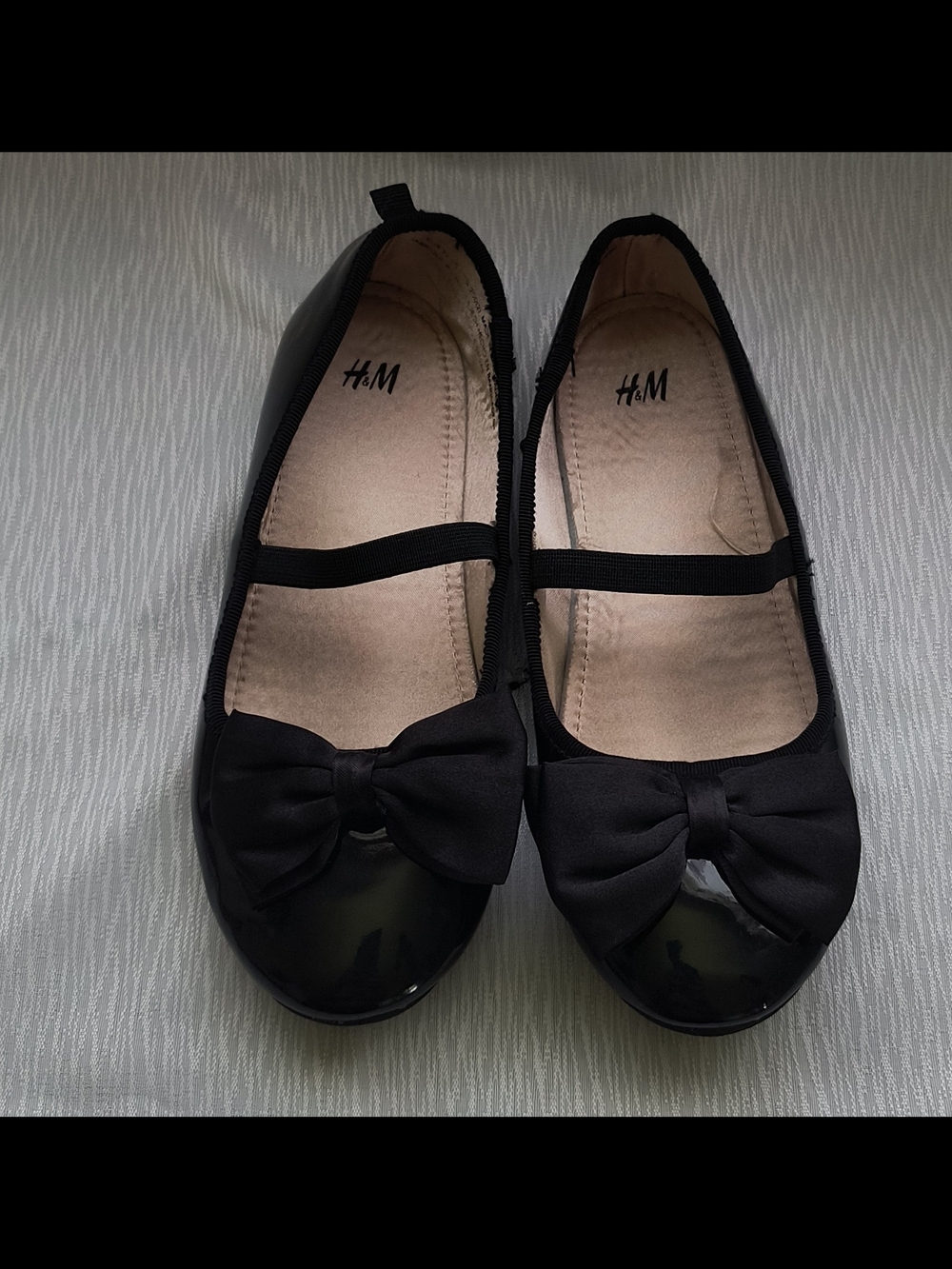 H&M Black Girls' Bow-Topped Mary Jane Ballet Flats